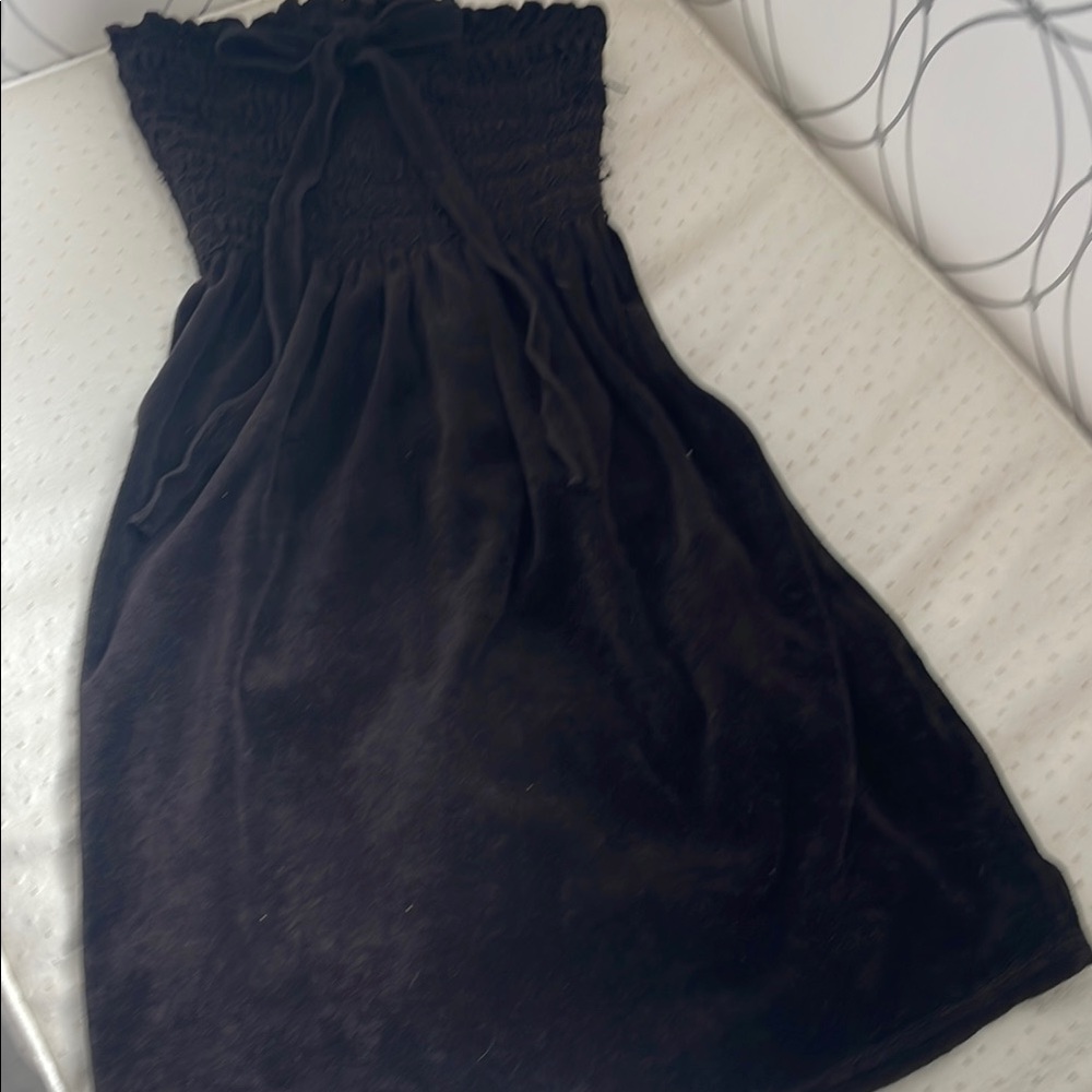 Beach Pool Cover up Juicy Couture Black Strapless Ruched Dress Velour